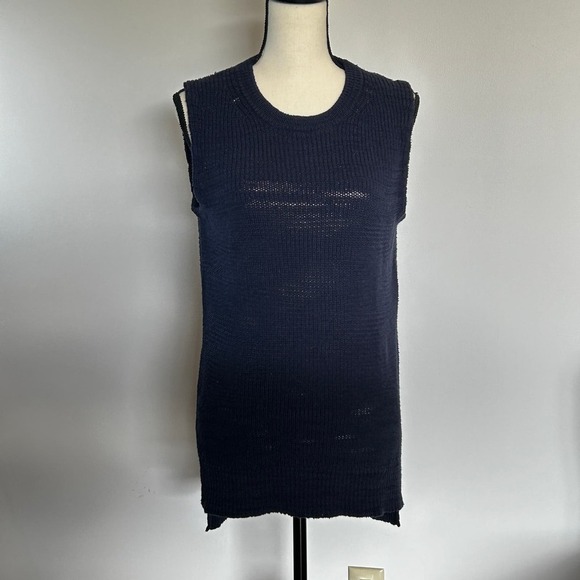 J. Crew Tunic Sweater Tank S Navy Blue Swank Top Blouse Knit Women's - Picture 3 of 8